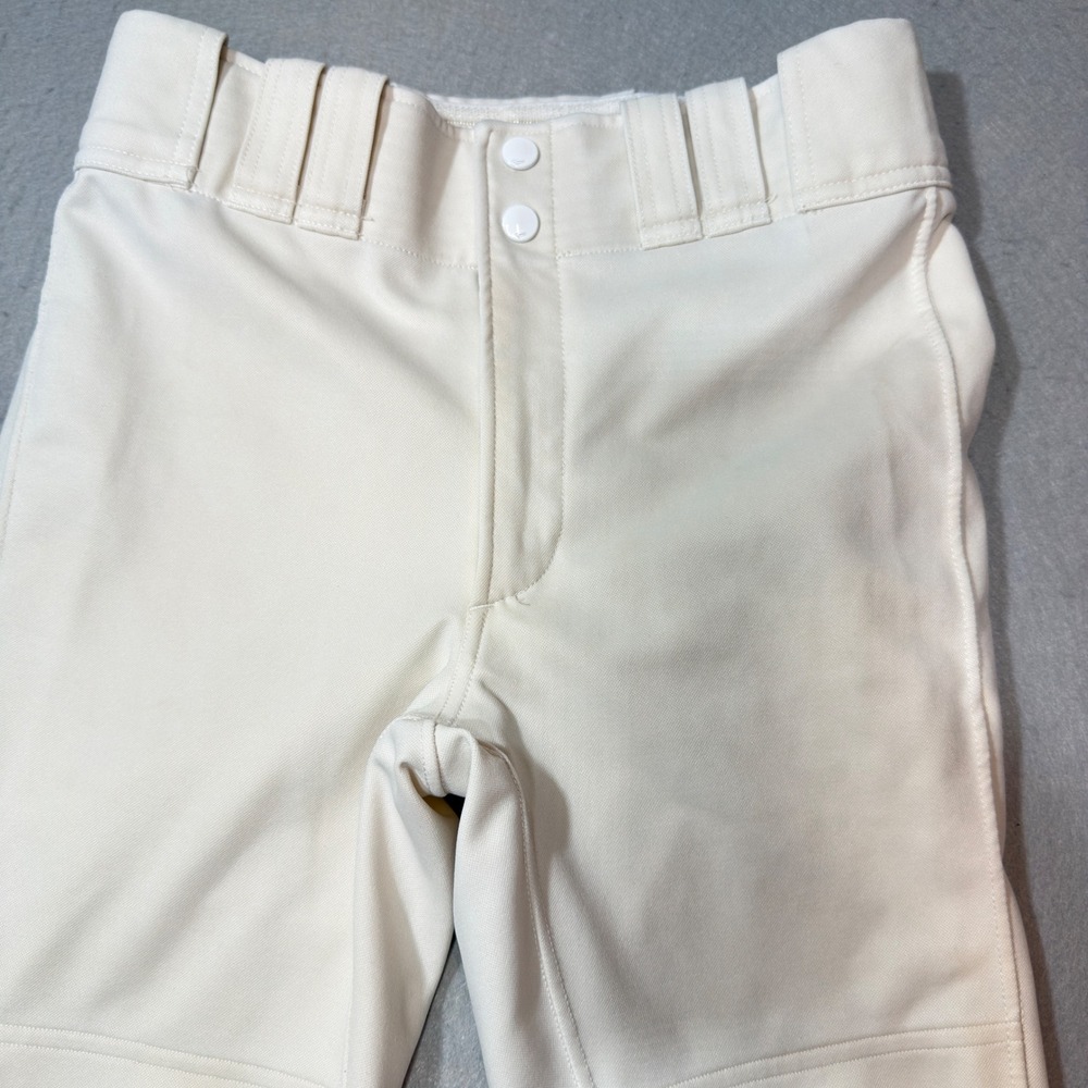 Mizuno Baseball Pants Youth Small White Double Knee Tapered Elastic Waist Sport